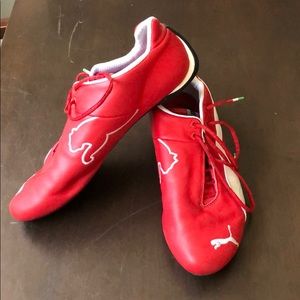 Red and white Puma shoes Ferrari